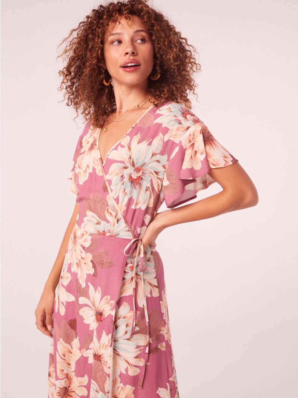Blossom Wrap Maxi Dress in Dusty Rose - Picture 3 of 8
